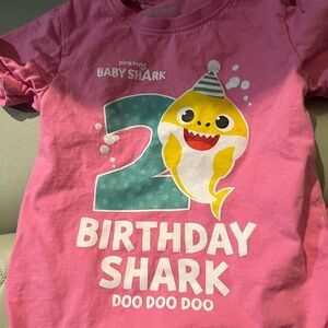 Pink Baby Shark Birthday Tee Short Sleeve